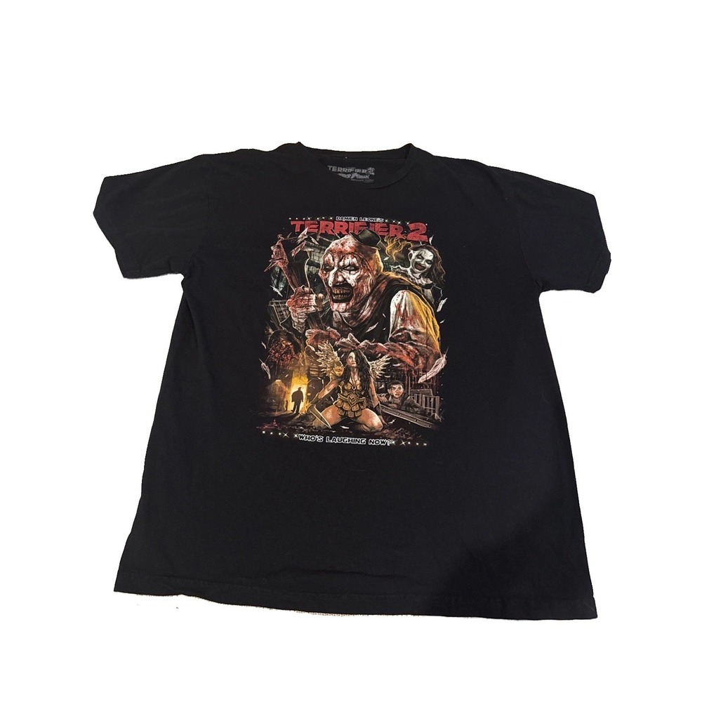 Terrifier 2 Art The Clown Who's Laughing Now Graphic Shirt Scary Horror Movie L
